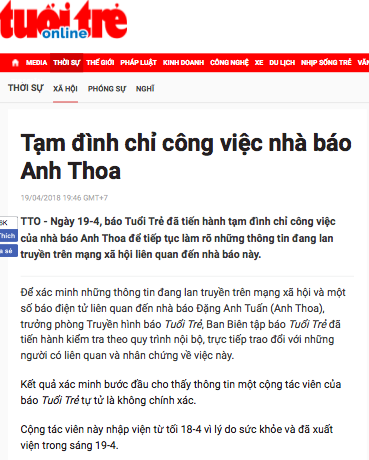 Bước đầu phân tích vụ nhà báo Anh Thoa và nữ sinh viên báo chí